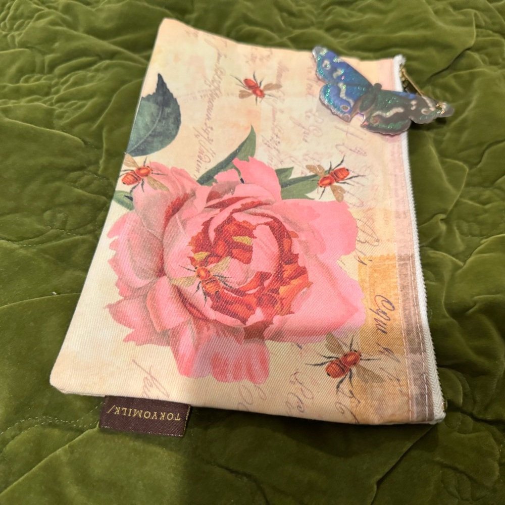 Tokyo Milk - Honey and the Bees - Floral Print Pouch with butterfly tag Accent